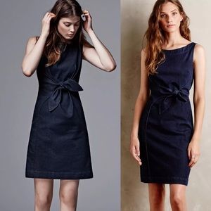 Anthropologie Holding Horses Ribboned Denim Dress